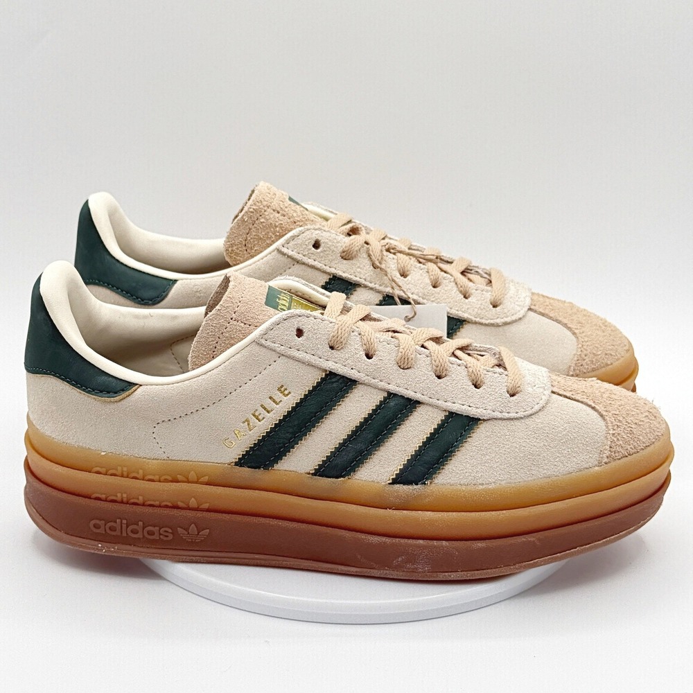 Adidas Gazelle Bold 'White Green Beige' / Size 9 Womens / ID7056, NEW